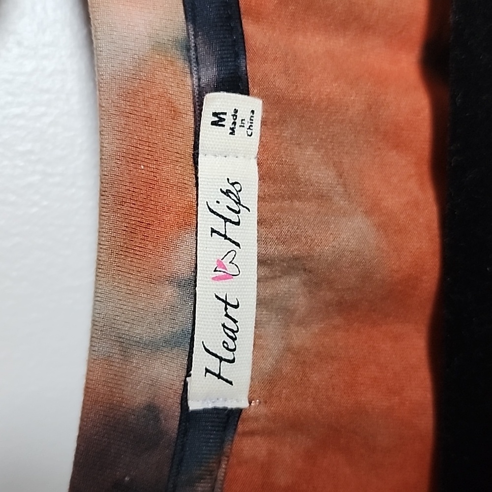 NWOT Heart Hips Orange/Blue/Beige Bodycon V-Neck Dress - Picture 2 of 6
